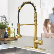 Aquacubic Hot Selling Solid Brass Cupc Certified Pull Down Gold Gold Single Handle Torneira de cozinha